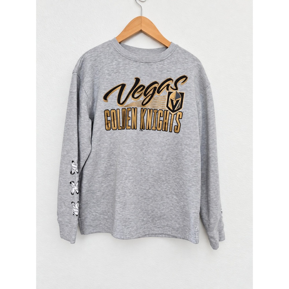 NHL Vegas Golden Knights Sweatshirt Womens Medium Gray Lace Up Sleeve Hockey
